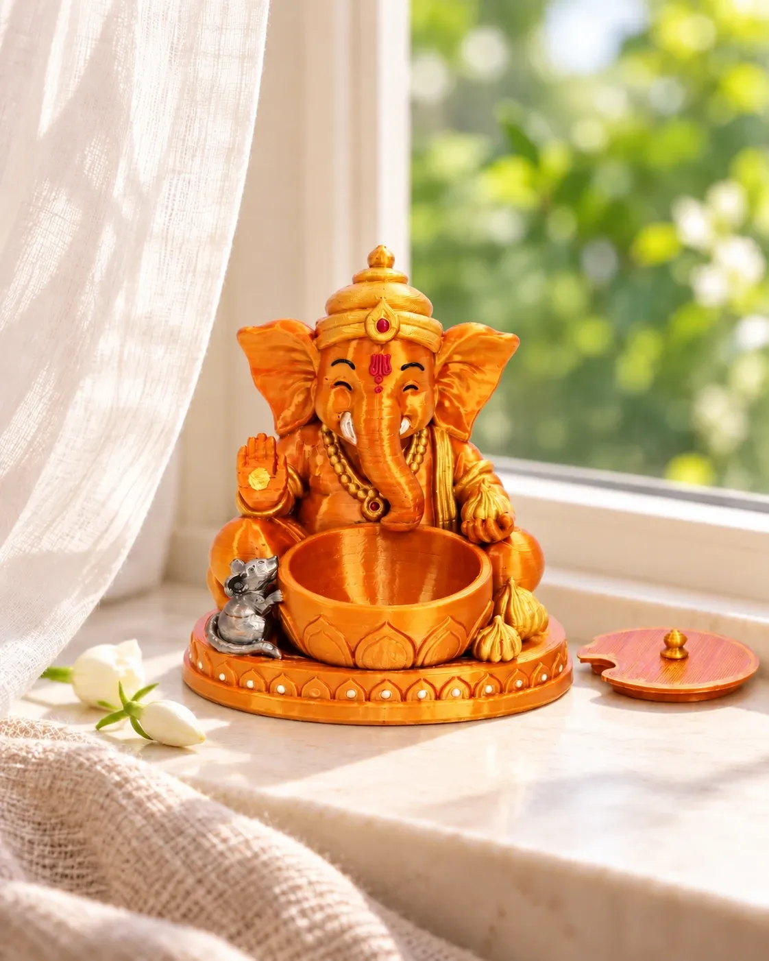 Ganesha Lotus Urli Bowl with Mushak