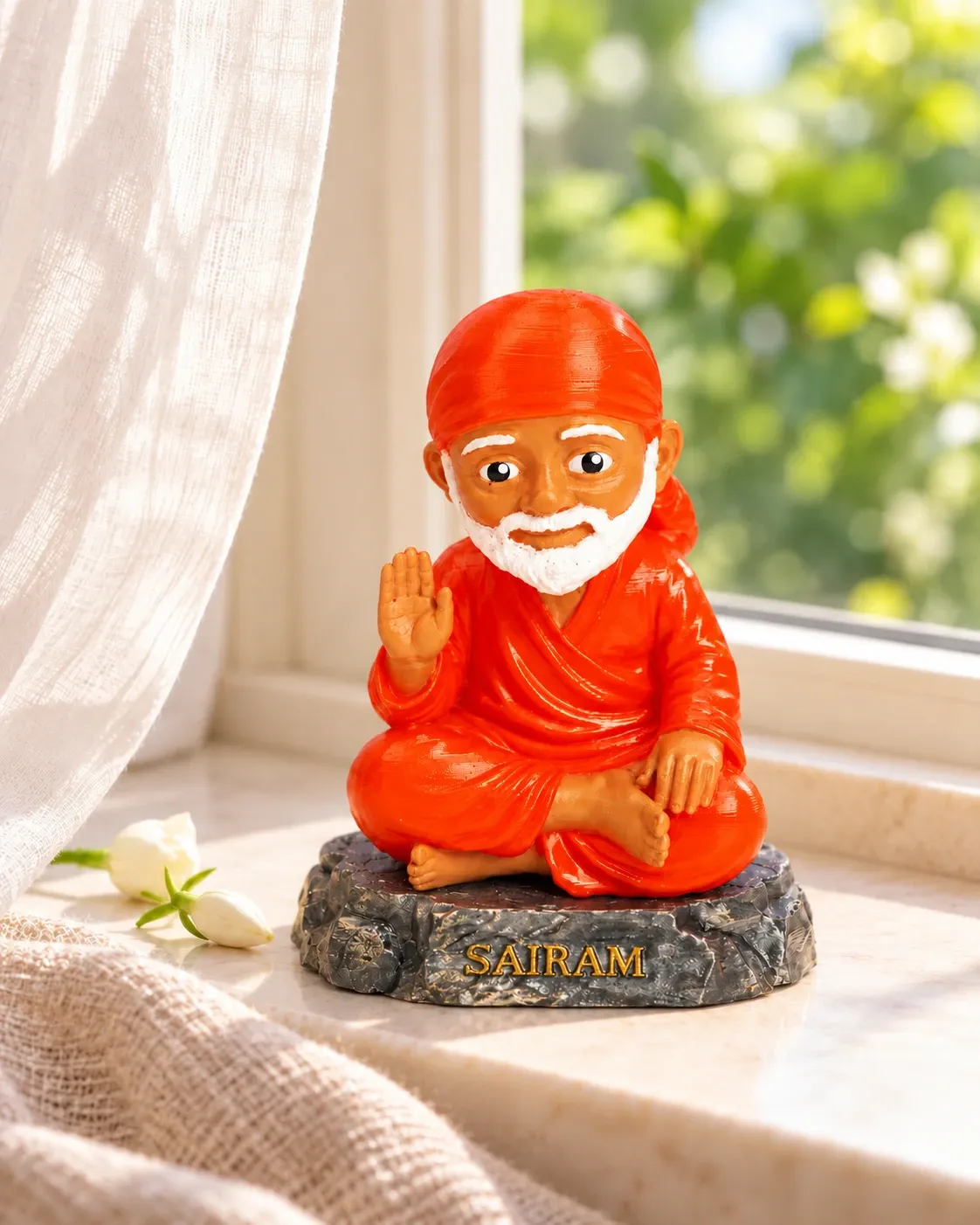 Sai Baba Blessing Idol with Sairam Base